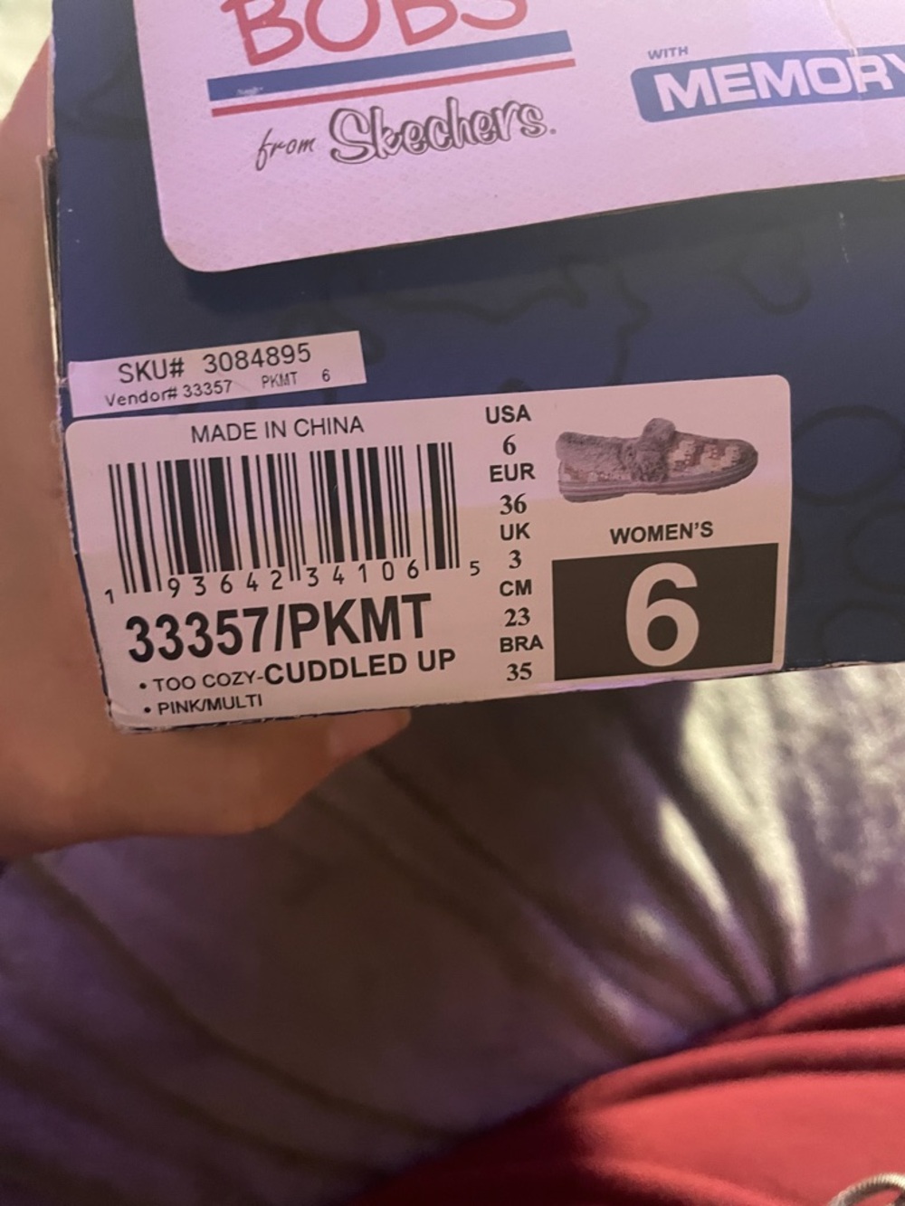 BOBS from Skechers Gray Faux-Fur Memory Foam Slipper with Cat Print - Picture 4 of 4